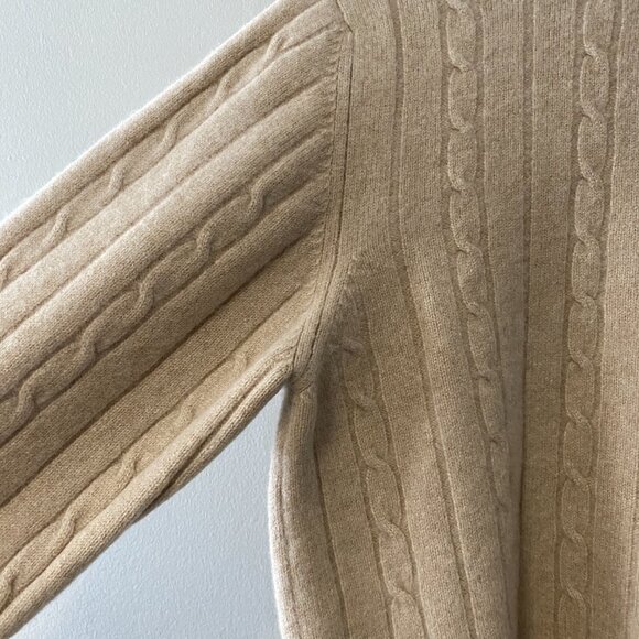 BERK Cashmere Lorne Cable "Linen" Colour 4-ply Sweater - Picture 6 of 12